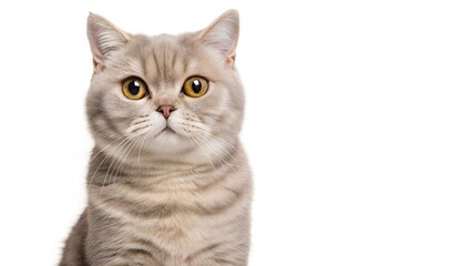 Fototapeta premium portrait British Shorthair cat white background copy blank space paste