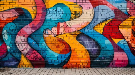 Obraz premium Colorful graffiti art on brick wall.