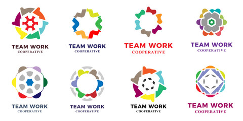 Teamwork logo ideas. teamwork and working together logo collection