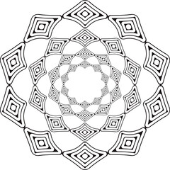 Decorative Hand-drawn Doodle Illustration Abstract Ethnic Pattern Black Line Coloring Page