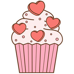 cupcake with hearts cartoons 