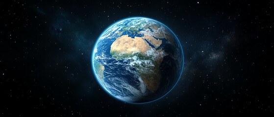 Obraz premium Planet Earth displayed with flowing world data and information, providing ample room for copy space or brand placement