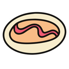 vector illustration of omelette egg with tomato sauce on top, drawing of egg creation