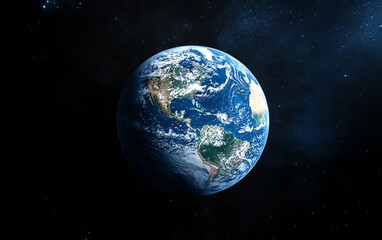 Planet Earth on a techdriven background filled with global data and information, leaving plenty of space for text, logo, or branding