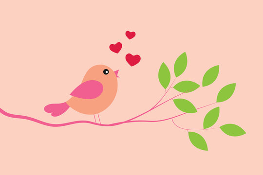 Cute bird. Card for Valentine day