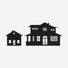 Modern House Silhouettes Set , Architectural Vector Designs.
