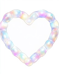 Obraz premium A whimsical heart-shaped frame made of iridescent bubbles, radiating a playful and dreamy vibe.