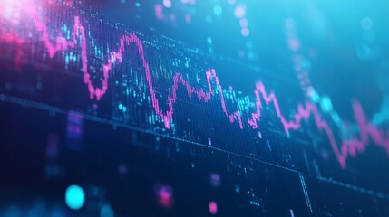 Abstract financial graph featuring uptrend line and arrows depicting stock market trends on blue background - financial data visualization for business analytics and investment insights