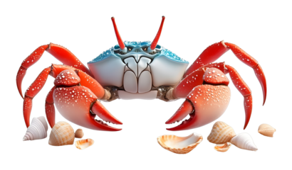Colorful crab displaying unique features on a sandy beach marine life high angle view underwater concept