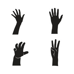 Obraz premium Hand Silhouette Collection Vector Illustrations of Hands. Hand Silhouette Set various Hand Poses for Designs.