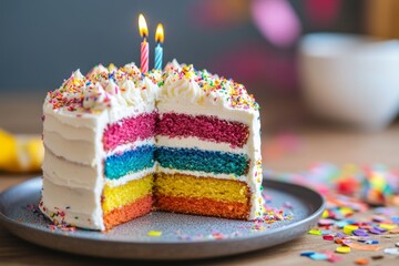 Rainbow Layer Cake, A Slice of Celebration