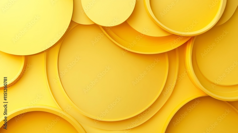 Canvas Prints abstract modern yellow background with circular shadow decorations, featuring minimalist design elem