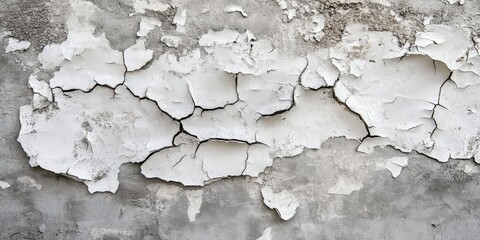 Obraz premium Peeling paint on an old cement wall showcases a textured cement surface. This cracked cement creates a unique gray concrete backdrop, perfect for various design projects and compositions.