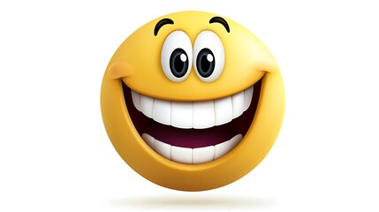 Fototapeta premium Joyful Smiley Face Happy Emoji 3D Render Big Grin Positive Emotion Cheerful Expression Fun Laughter
