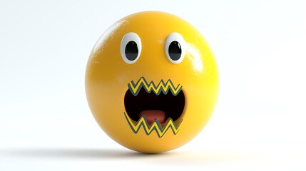 Fototapeta premium 3D Render of a Yellow Fearful Emoji Funny Face Expressions Cartoon Character