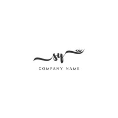 Minimalist SY Logo Design with Abstract Feather Element