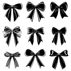 Bow set isolated on white background