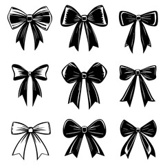 Bow set isolated on white background