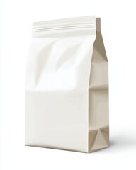 A blank white packaging bag, perfect for customizable branding and product presentations.