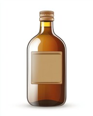 Empty amber glass bottle with a blank label, perfect for customizing with your own design.
