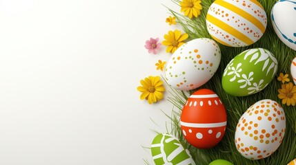 Easter egg decorating event spring garden creative crafts outdoor top view festive fun
