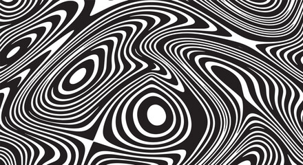Trippy organic shape Waves Ripple Pattern black and white retro wave pattern reminding optical illusions