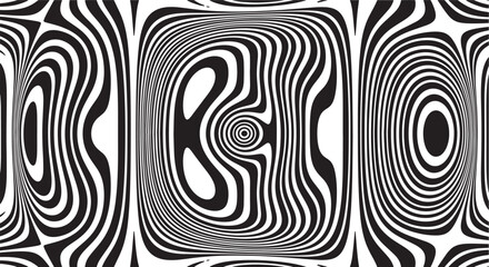 Trippy organic shape Waves Ripple Pattern black and white retro wave pattern reminding optical illusions