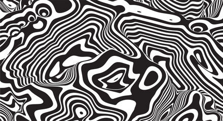 Trippy organic shape Waves Ripple Pattern black and white retro wave pattern reminding optical illusions
