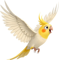 Obraz premium Cute cartoon Cockatiel bird clipart featuring bright feathers and playful, charming character.