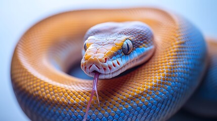 A dangerous, toxic snake with venom dripping from its fangs, coiled on a white background