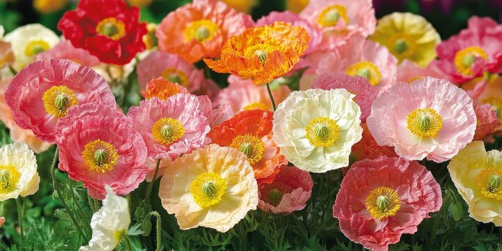 Bicolor Papaver orientale Picotee blooms beautifully in a vibrant summer garden, showcasing the stunning allure of Bicolor Papaver orientale Picotee as a captivating floral display.