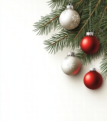 Obraz premium Christmas Ornaments on Pine Branch