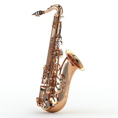 Naklejka premium Gold tenor saxophone isolated on white. (1)