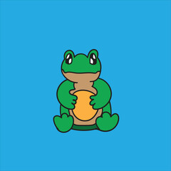 Cute frog with yellow frisbee