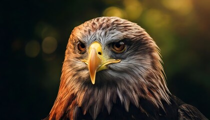 Obraz premium Eagle in nature portrait and showcasing fierce gaze, bold demeanor and symbol of power and determination