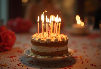Happy birthday cake with candles
