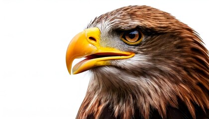 Naklejka premium Eagle isolated on white background and showcasing intense gaze, sharp features and symbol of strength and precision
