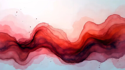 Fototapeta premium Red Gradient Flow In style of Watercolor Painting For Backdrops and Copy Space Usage Smooth Blended Style Horizontal Layout