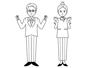接客をする男性と女性の販売員のイラスト