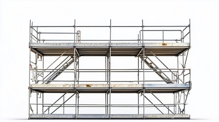 Steel ladder on construction site with white background