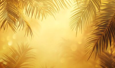 olden Sunset Background with Palm Shadows and Warm Highlights