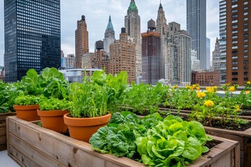 Fototapeta premium Comprehensive City Rooftop Gardening Manuals: Care Instructions for Your Rooftop Garden