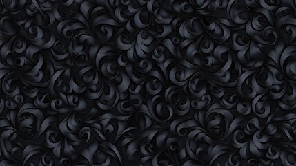 Elegant Black Swirling Patterns on Dark Background for Design Use