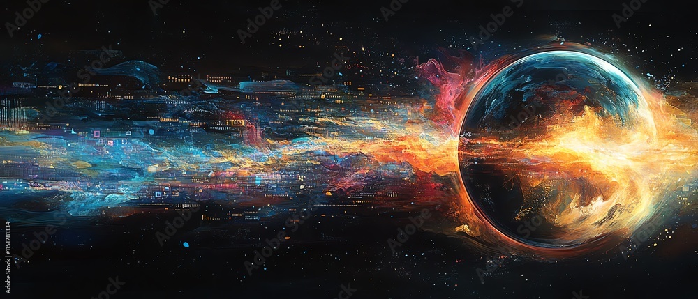 Aufkleber abstract globe on a technology and data background, symbolizing global communication, connection, an