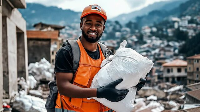 Aid Worker Delivering Supplies to Affected Areas