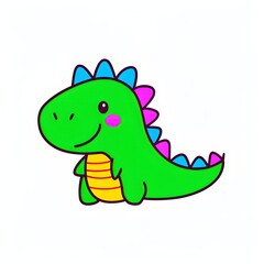 Naklejka premium A simple cartoon dino with a white background