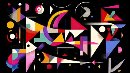 Obraz premium Abstract Geometric Composition with Bright Colors and Shapes