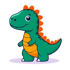 Fototapeta premium A simple cartoon dino with a white background