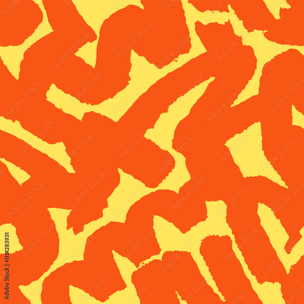 Fototapete Seamless abstract texture. Brushstroke paint pattern with dynamic scribble lines. Modern repeating print, endless background for fabric, wallpaper, wrapping design. Colored flat vector illustration