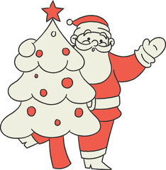santa claus with christmas tree